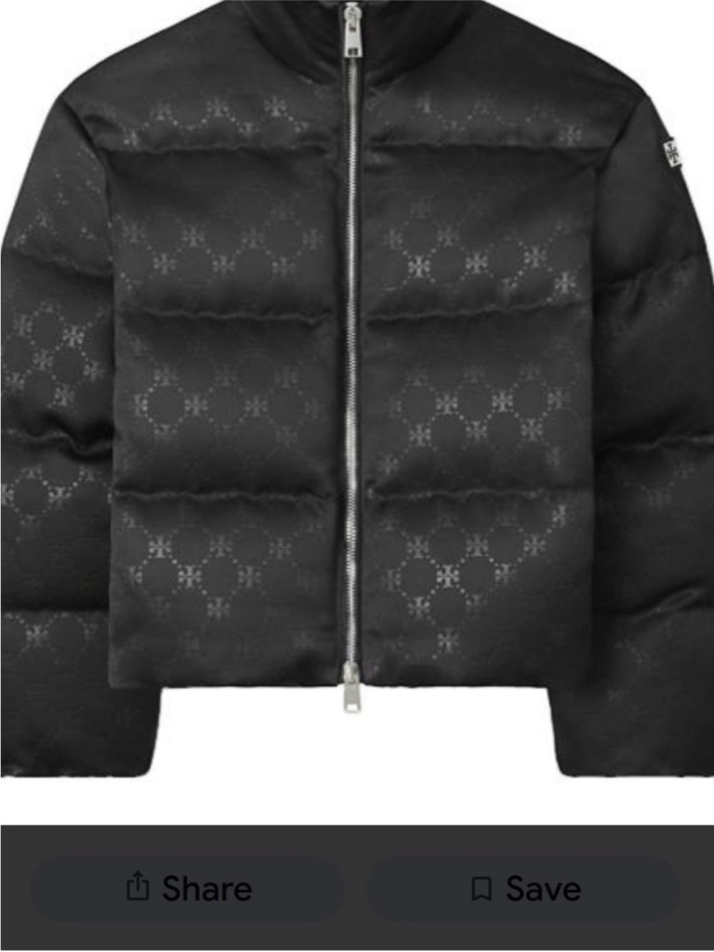 Women’s Tory Burch all over monogram puffer jacket size medium/6–8. NWT.